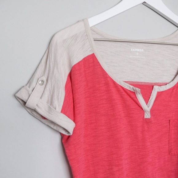 NWOT Express Women’s Neon Burnout Baseball Tee - Picture 3 of 7